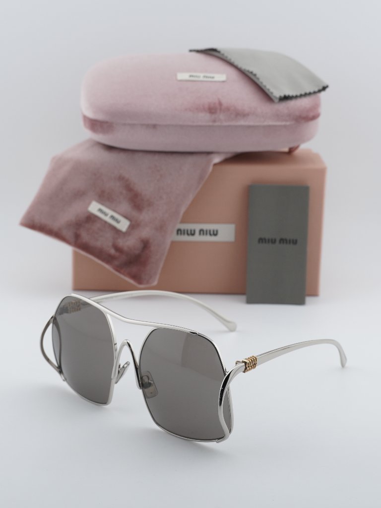 Miu Miu Mua55s 1bc80q Square Sunglasses Silver\ Dark Grey